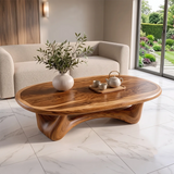 Modern Oval Coffee Table with Sculptural Open Base | Organic Contemporary Center Table for Living Room TH003-9564