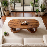 Modern Wave Coffee Table | Sculptural Curved Center Table for Contemporary Living Room TH003-2856