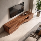 Modern TV Stand with 4 Cabinets & Open Shelves | Organic Media Console TH003-2UWX3PR