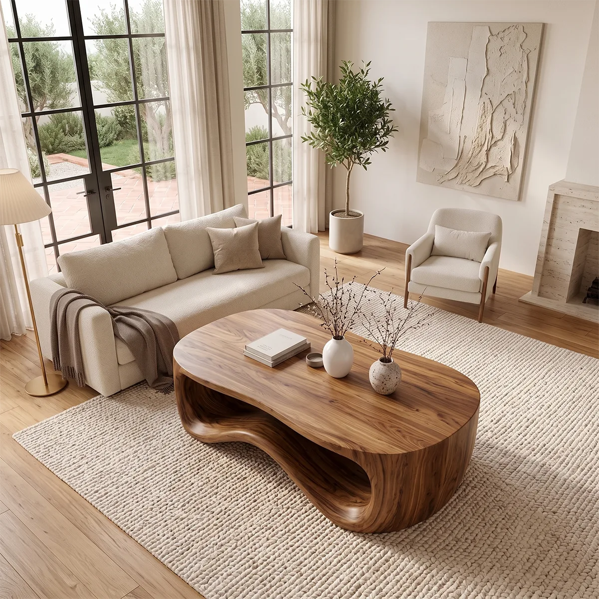 Sculptural Wave Coffee Table | Modern Curved Statement Center Table