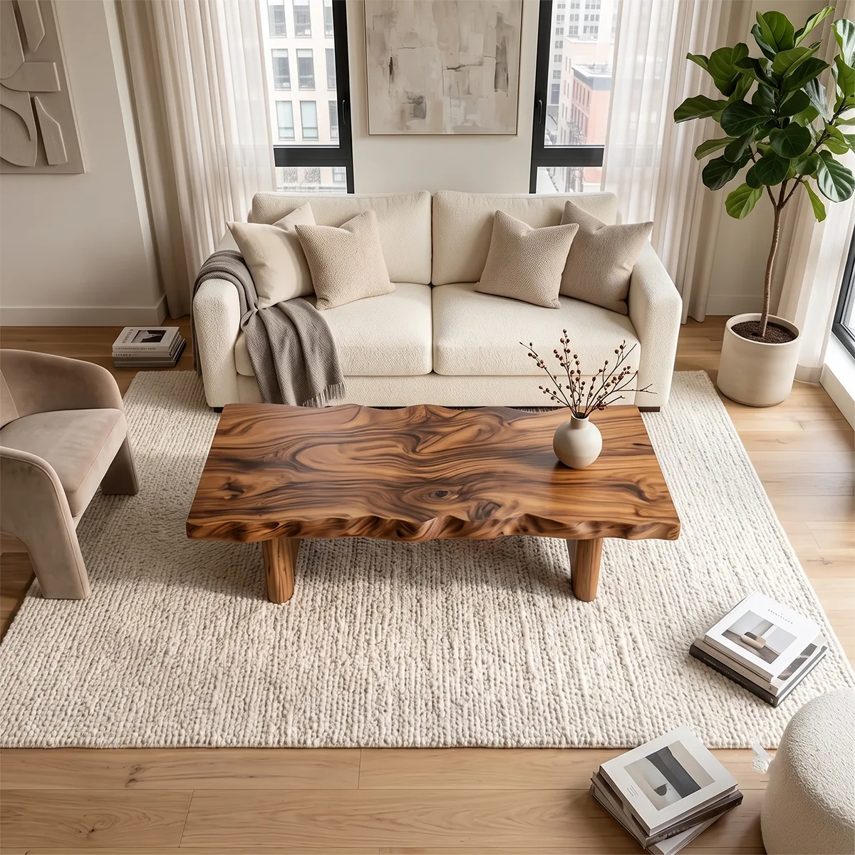 Live Edge Coffee Table | Rustic Modern Statement Center Table