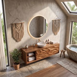 Modern Floating Bathroom Vanity with Sculpted Wave Doors | Wall Mounted Vanity Cabinet TH003-9UNQ5XS
