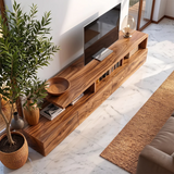 Modern TV Stand with 3 Drawers & Open Shelves | Organic Media Console TH003-4VZY8SF