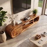Organic Modern TV Stand with Sculptural Frame & Storage Drawers | Designer Media Console TH003-6JMS7OZ