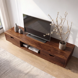 Modern TV Stand with 2 Drawers & Open Shelf | Low Profile Media Console
