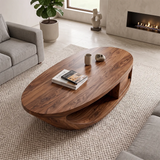 Modern Oval Coffee Table | Organic Sculptural Low Profile Living Room Center Table