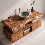 Live Edge Bathroom Vanity | Modern Floating Vanity with Storage Drawers TH003-2PAL7VO