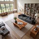 Organic Live Edge Coffee Table | Sculptural Waterfall Base Modern Living Room Table