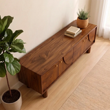 4-Door Mid-Century Modern TV Stand | Geometric Media Console