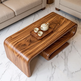 Modern Waterfall Coffee Table | Contemporary Center Table with Open Shelf Storage TH003-5383