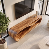 Sculptural TV Stand with Curved Open Shelves | Modern Media Console TH003-2TDK3XA