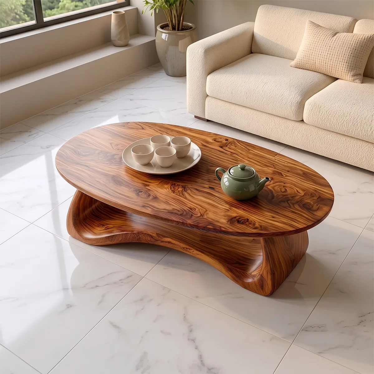 Modern Oval Coffee Table | Sculptural Organic Cocktail Table TH003-8246
