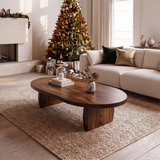 Large Oval Coffee Table with Sculptural Base | Modern Organic Living Room Center Table