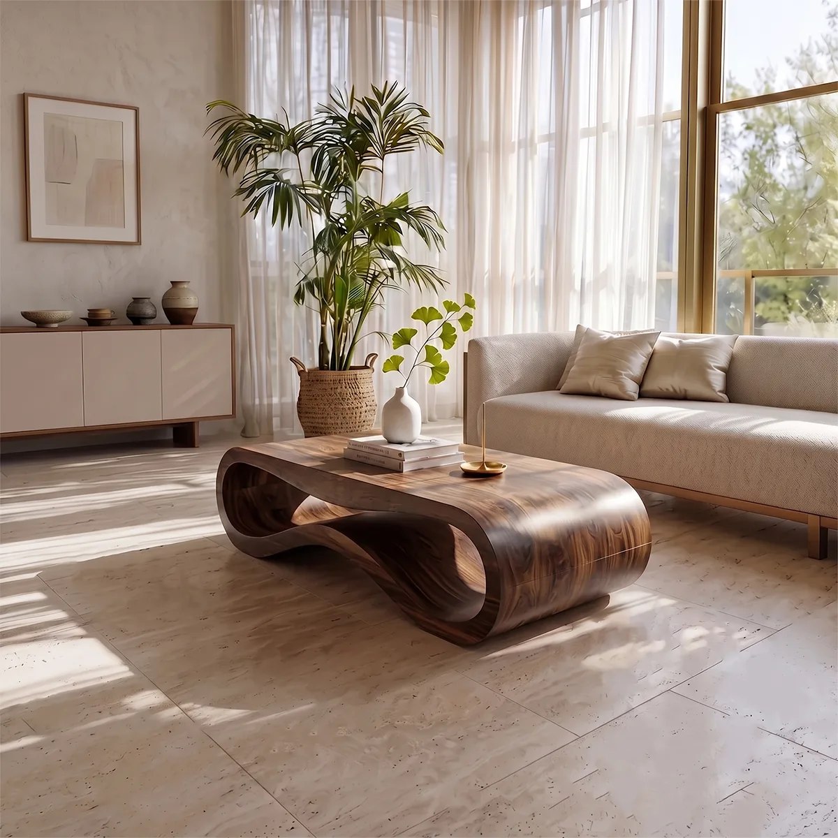 Sculptural Wave Coffee Table | Modern Organic Curved Living Room Center Table