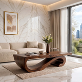 Sculptural Curved Coffee Table | Organic Modern Wave Living Room Center Table