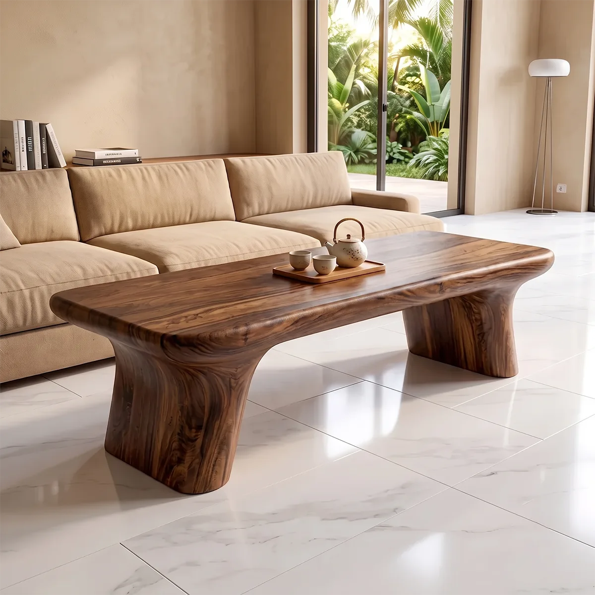 Modern Organic Coffee Table | Minimalist Sculptural Center Table for Contemporary Living Room TH003-9709