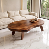 Organic Pebble Coffee Table | Modern Irregular Wood Coffee Table for Minimalist Living Room TH003-6867
