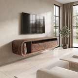 Floating TV Stand with 2 Drawers & Open Storage | Modern Media Console TH003-7DOM5TA