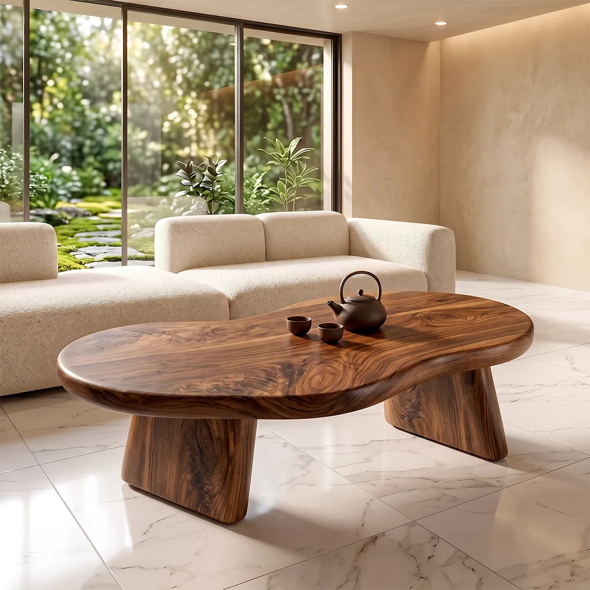 Organic Pebble Coffee Table | Sculptural Freeform Coffee Table for Modern Living Room TH003-1486