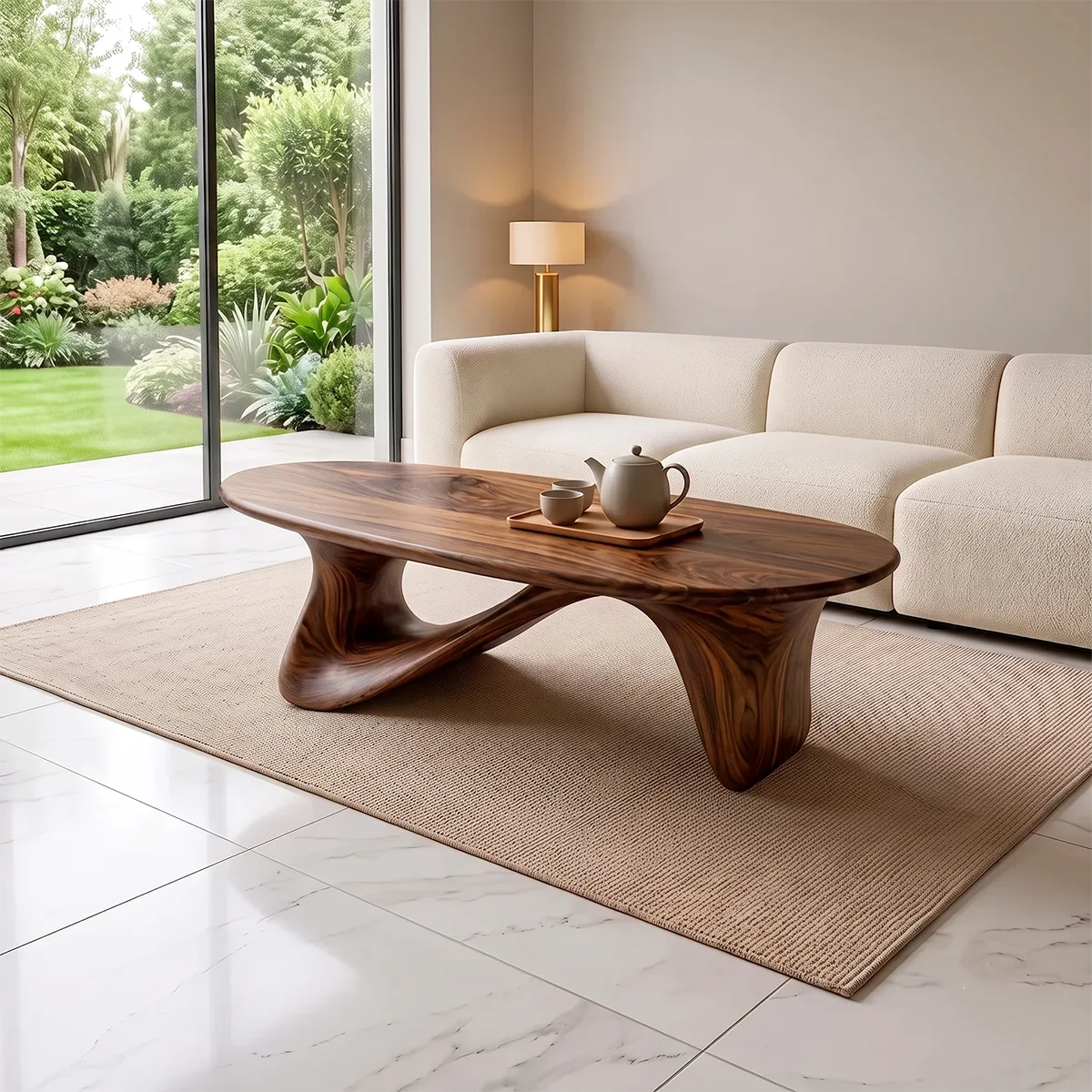 Organic Wave Coffee Table | Sculptural Oval Coffee Table for Modern Minimalist Living Room TH003-1206