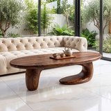 Organic Oval Coffee Table | Sculptural Wave Base Coffee Table for Modern Minimalist Living Room TH003-5893