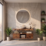 Live Edge Bathroom Vanity | Modern Floating Vanity with Storage Drawers TH003-2PAL7VO