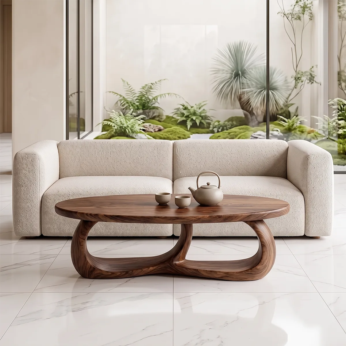 Modern Oval Coffee Table | Sculptural Organic Center Table for Living Room TH003-5584
