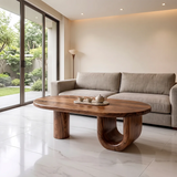 Modern Oval Coffee Table | Sculptural Pedestal Center Table for Minimalist Living Room TH003-7468