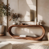 Organic Loop Console Table with Open Display Shelf for Modern Entryway & Living Room TT006-3584