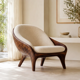 Sculptural Curved Accent Chair with Arms | Modern Lounge Chair for Living Room & Bedroom