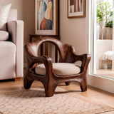 Sculptural Curved Armchair with Open Back | Organic Lounge Chair