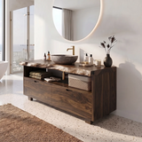 Freestanding Bathroom Vanity with 2 Drawers & Open Shelf | Live Edge Modern Organic Design