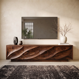 Modern Organic TV Stand with Sculpted Cabinets | Media Console TT006-9MXD1HU