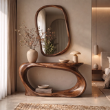 Organic Sculptural Console Table with Open Shelf for Modern Entryway & Hallway TT006-7521