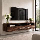Organic Modern Floating TV Stand with Open Shelving & Three Drawers TT006-8JIK6GK