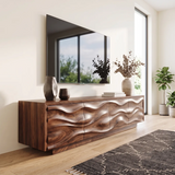 Modern Organic TV Stand with Sculpted Cabinets | Entertainment Console TT006-6CBU3TP