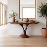 Organic Modern Console Table with Sculptural Pedestal Base for Entryway & Living Room TT006-2903