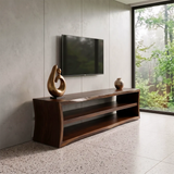 Modern Open Shelf TV Stand – Low Profile Media Console with 2-Tier Storage
