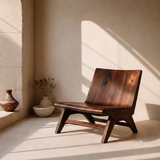 Sculptural Armless Lounge Chair | Modern Organic Accent Chair with Open Frame Base