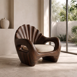 Sculptural Shell Back Armchair with Curved Open Arms | Organic Statement Lounge Chair