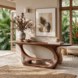 Organic Modern Console Table with Sculptural Open Base for Entryway & Living Room TT006-9597