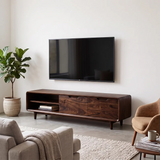 Organic Modern TV Stand with Open Shelving & Hidden Storage Cabinets TT006-4EGA5YH