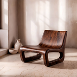 Sculptural Lounge Chair with Rounded Loop Base | Organic Modern Wood Accent Chair