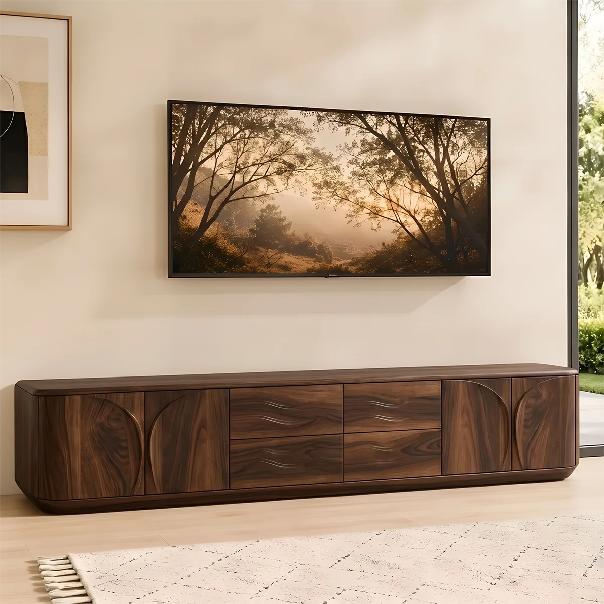 Modern TV Stand with 2 Side Cabinets & 4 Center Drawers TT006-8JEV2FS