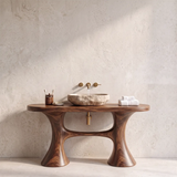 Sculptural Freestanding Bathroom Vanity with Curved Legs | Organic Modern Open Frame Design