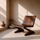 Sculptural Z-Frame Lounge Chair | Modern Low Profile Armless Accent Chair