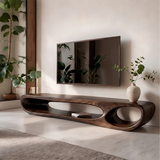 Modern Sculptural TV Stand with Open Display Shelves | Organic Media Console TT006-2SJT8FS