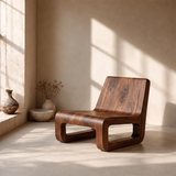 Sculptural Low Lounge Chair | Modern Armless Accent Chair with Curved Seat & Open Geometric Base