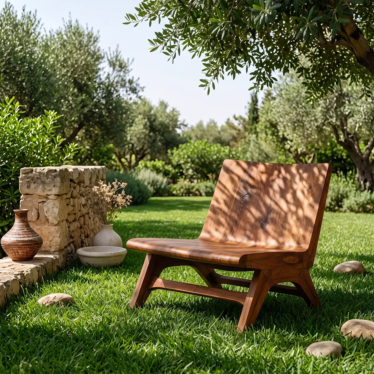 Sculptural Armless Lounge Chair | Modern Organic Accent Chair with Open Frame Base