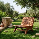 Sculptural Armless Lounge Chair | Modern Organic Accent Chair with Open Frame Base